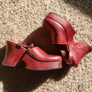 Red Platform Clogs